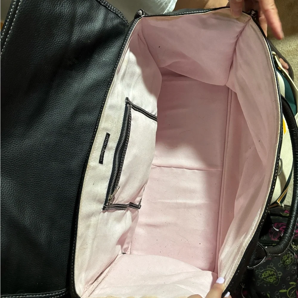 Black Leather Weekend Bag by Victoria’s Secret